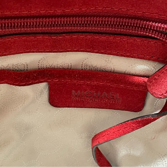 SUPER FUN Michael Kors Red Suede Leather Crossbody ♥️♥️♥️ - Picture 8 of 11